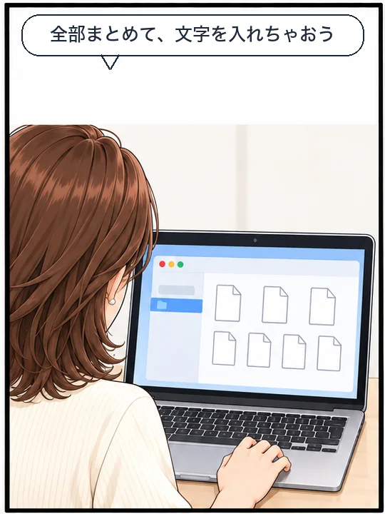 美咲が、スキャンしたPDFのフォルダにまとめて文字認識をかけようとしている