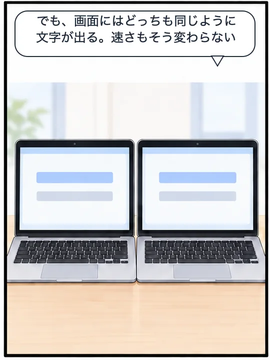 2台のMacに、同じように文字が出ている