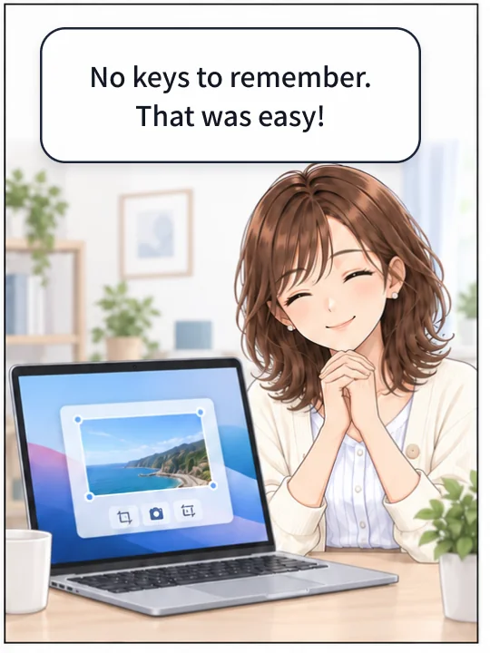 Misaki smiles at the screenshot on her Mac, glad she did not need any keys.