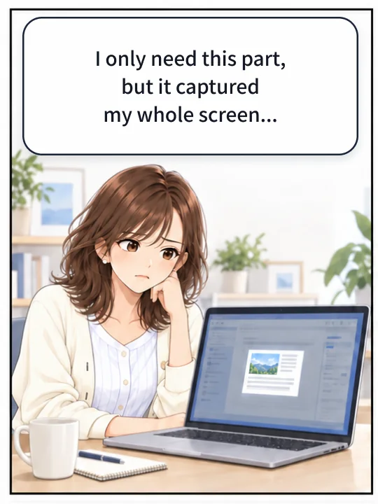 Misaki only needs one part of the screen, but the capture took the whole screen.