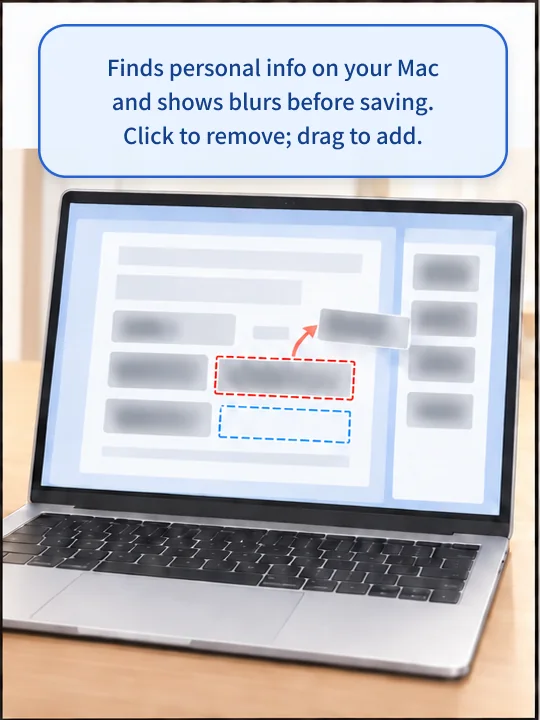 On the review screen, she can take a blur off or drag to add one.