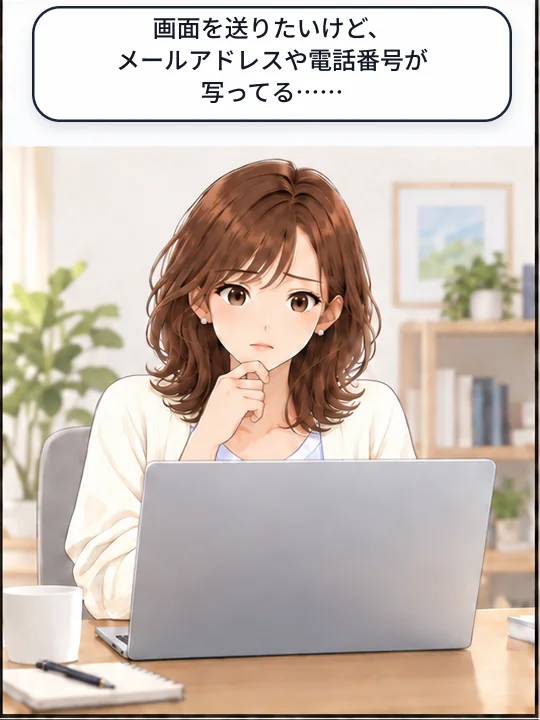 美咲が、個人情報の写った画面を送れずに困っている